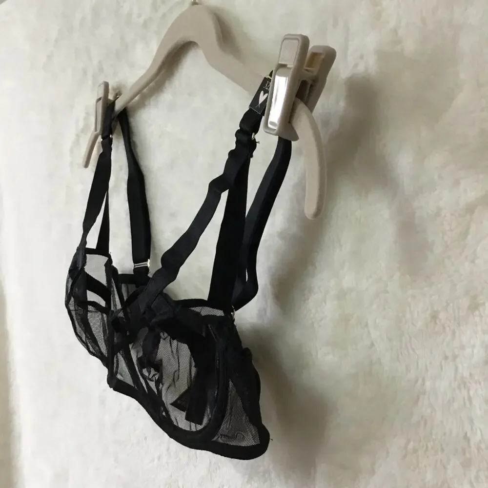 Victoria Secret Black Unlined Mesh Balconette Bra - Picture 4 of 10